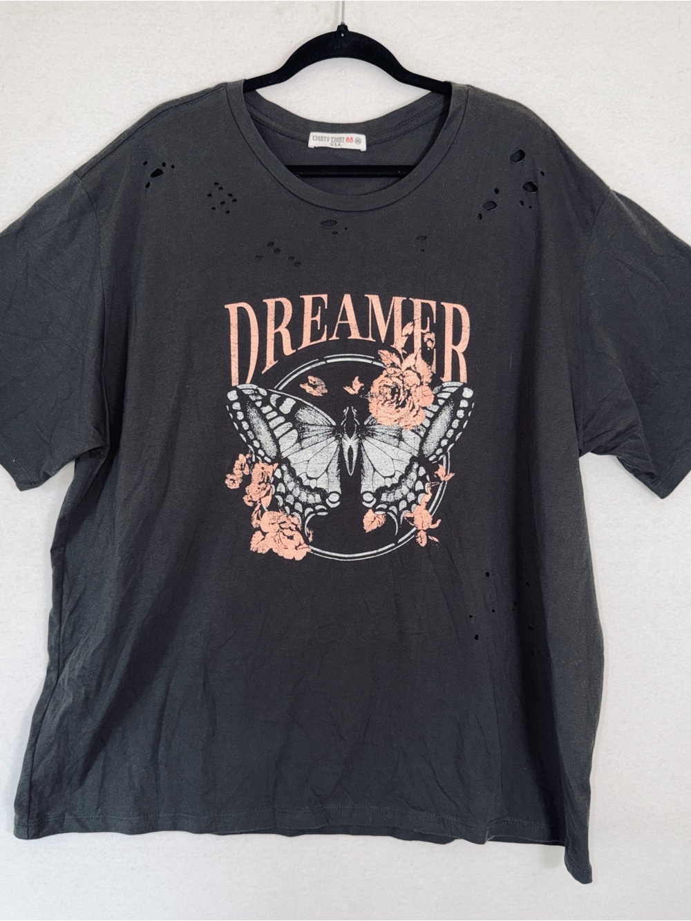 eighty eight 88 Distressed Dreamer Butterfly Graphic Tee
